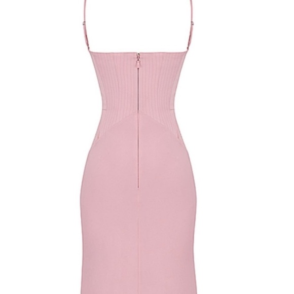 House of CB NEW  'IMOGEN' ROSE PINK SATIN CORSET MIDI DRESS- - Picture 5 of 10